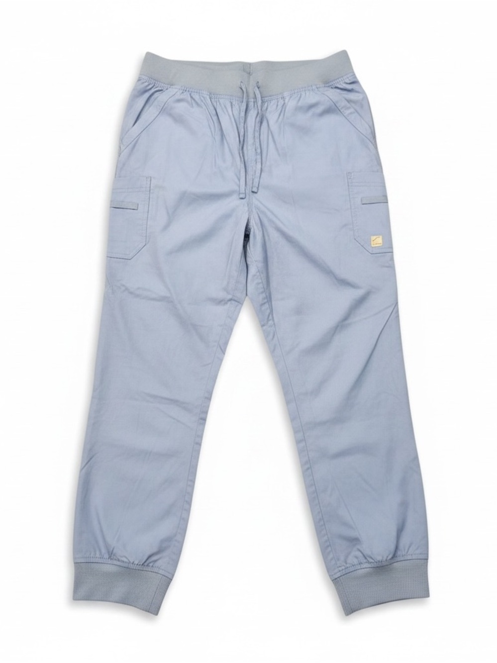Butter-Soft Stretch Ceil Blue Scrub Bottoms Joggers, Size Large